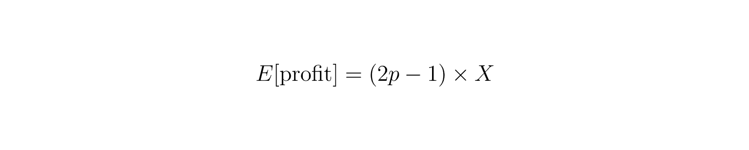 Expected-profit formula for the simplified prediction game.