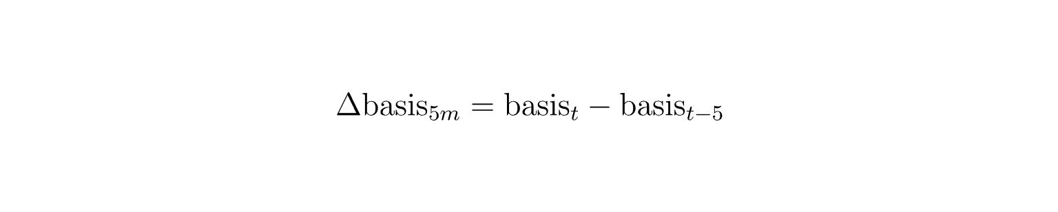 Five-minute change in bid basis used as a directional signal.