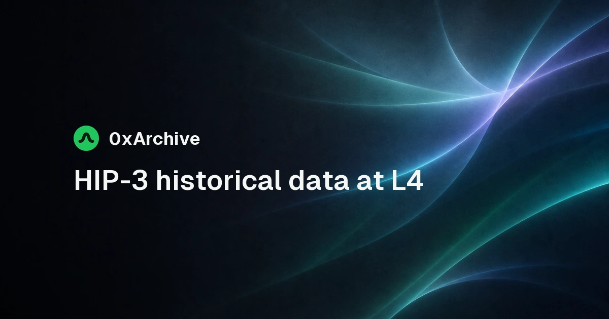 HIP-3 historical data at L4: every order, cancel, and fill
